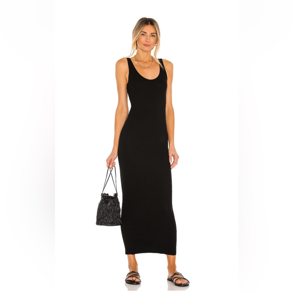 Enza Costa Silk Rib Ankle Length Tank Dress Black